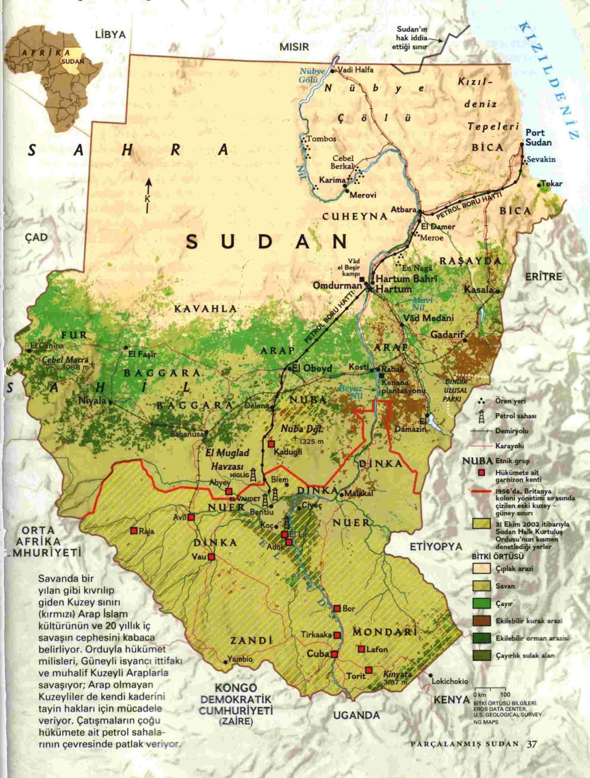 Peta Sudan geografi